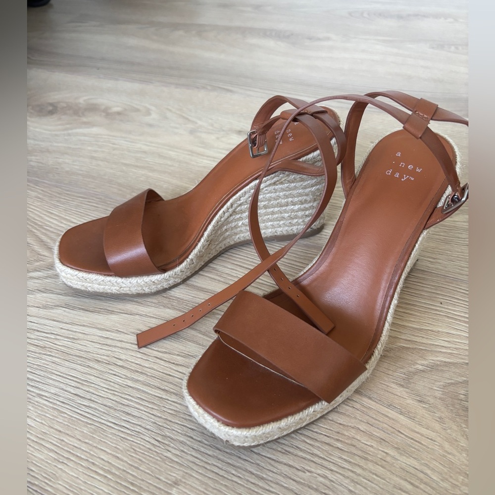 a new day Tan Strappy Wedge Sandals